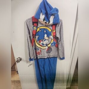 Big Boys Sonic the Hedgehog one piece Hooded Pajama Sleeper Union Suit NWOT